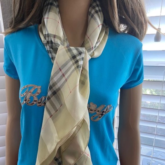 Burberry Authentic Vintage Silk Sheer Satin Scarf - Picture 5 of 5